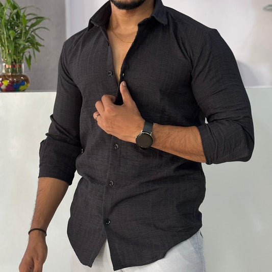 Linen Blend Steel Grey Shirt