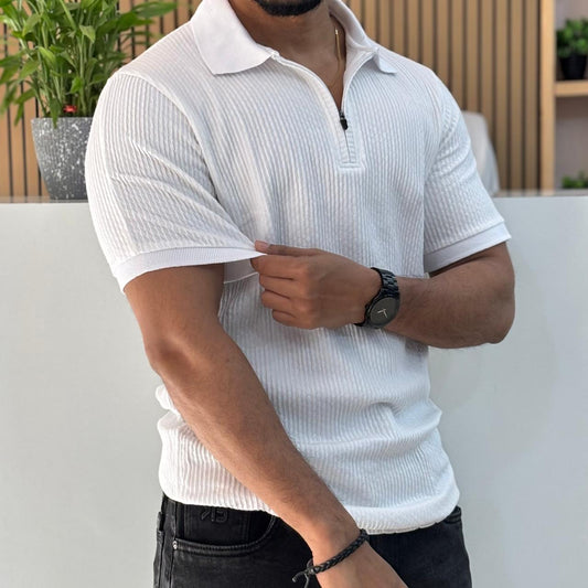 Half Sleeve Zipper Collar T-shirt