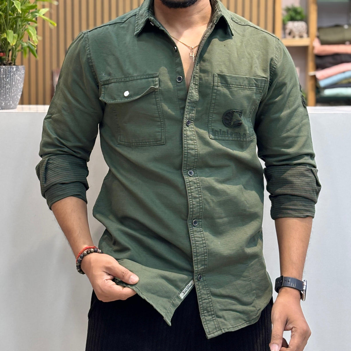 RFD Embroidered Shirt – Olive Green